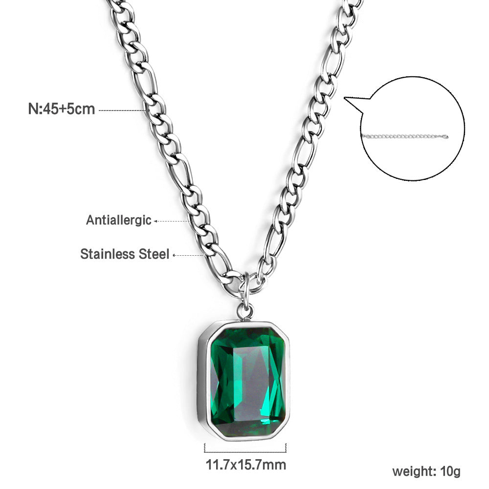 Damen Halskette mit grünem Edelsteinanhänger aus goldplattiertem Edelstahl Shop Nory
