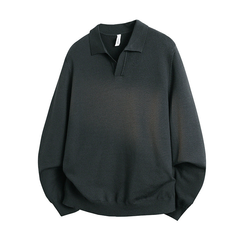 Unisex Oversized Polokragen-Feinstrickpullover mit weitem Schnitt Shop Nory