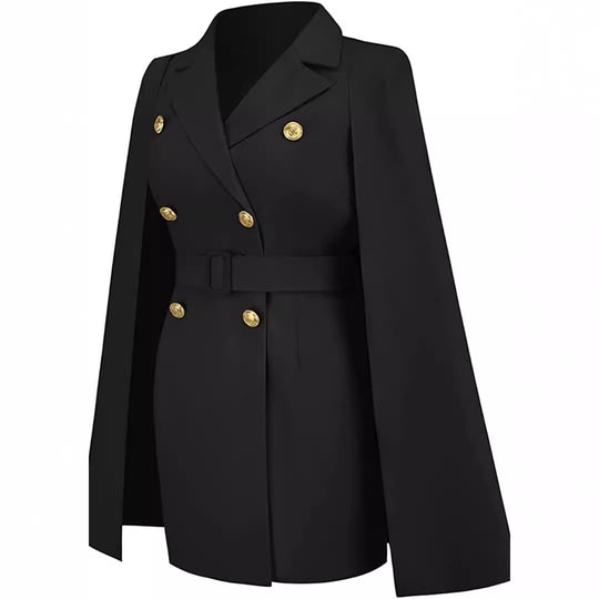 Damen Kurzblazerkleid mit Cape-Ärmeln und doppelreihiger Zierknopfleiste Shop Nory