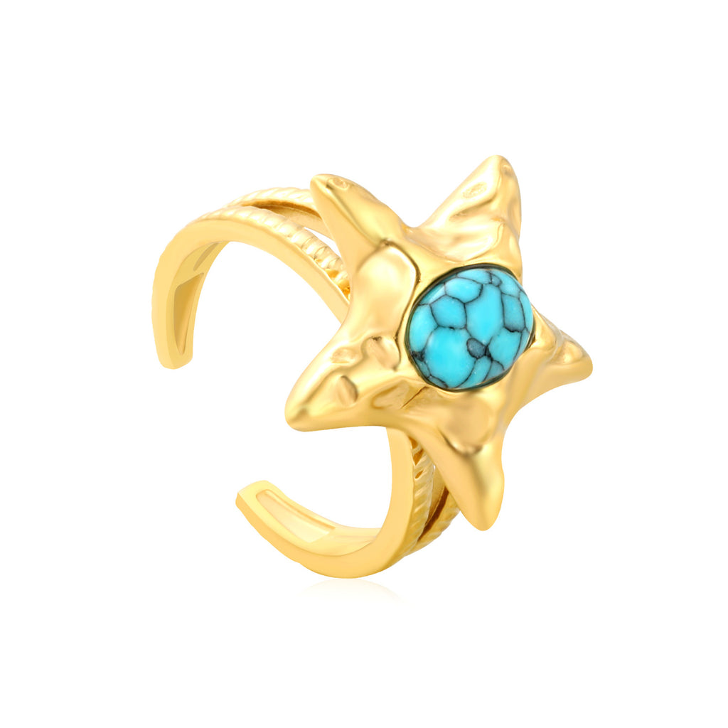 Damen Offener Ring mit einzigartigem Sternenanhänger und adjustablem Design Shop Nory