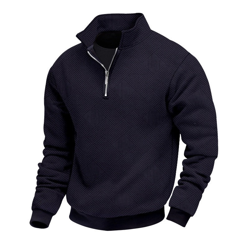 Herren Strukturierter Halbzip-Pullover mit Stehkragen und Rippbündchen Shop Nory