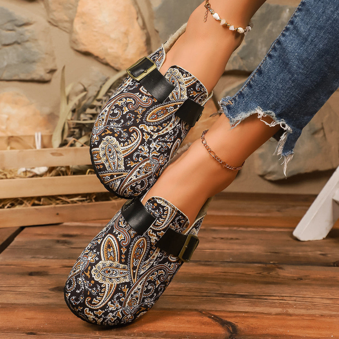 Damen Freizeit-Sandalen mit buntem geometrischen Design und verstellbarem Riemen Shopnory