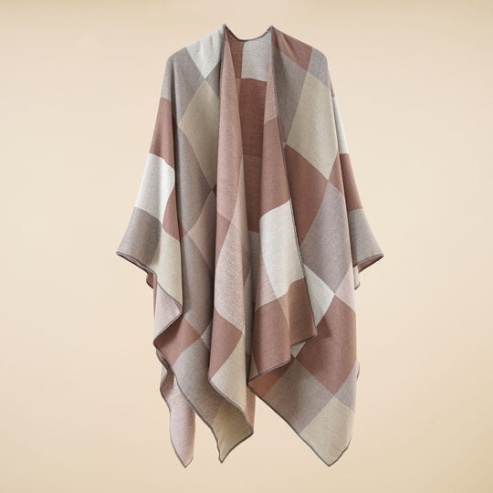 Damen Leichter Jacquard-Poncho mit geometrischem Muster und asymmetrischem Saum Shop Nory