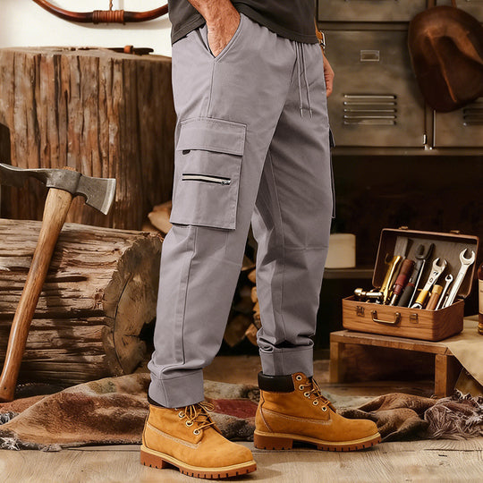 Herren Cargo-Jogginghose mit Multifunktionalen Reißverschluss-Taschen & Elastischem Bündchen Shop Nory