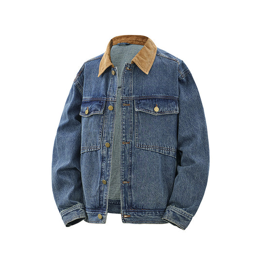 Herren Boxy Denim‑Blousonjacke mit Cordkragen und Multifunktionspattentaschen Shop Nory