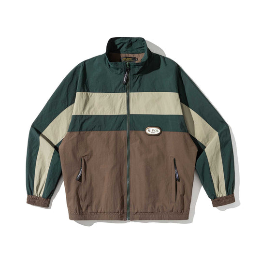 Unisex Leichte Colorblock Windbreaker‑Jacke mit Stehkragen und Elastikbündchen Shop Nory