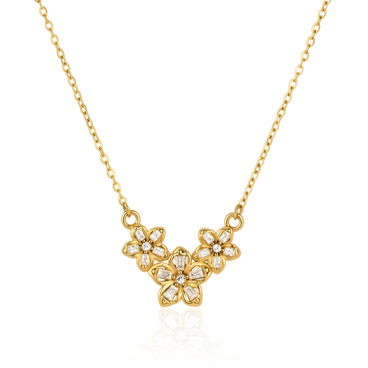 Damen Halskette mit floralem Zirkonia-Anhänger und hypoallergener Edelstahlverarbeitung Shop Nory