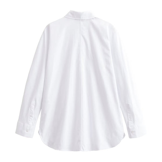 Damen Oversized-Bluse mit dekorativen Froschverschlüssen und Hemdkragen Shop Nory