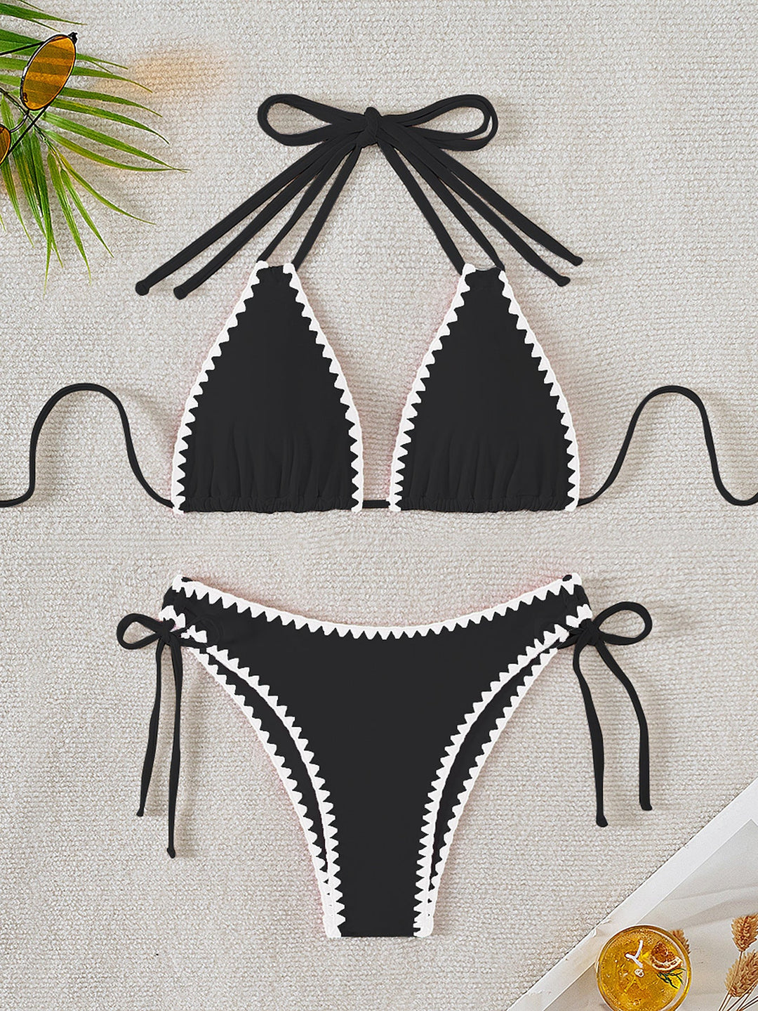 Damen Triangel-Bikini mit verspielten Kontrastnähten