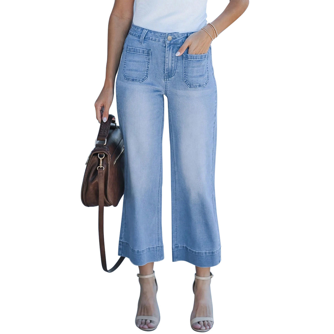 Damen Hochtaillierte Culotte-Jeans mit weitem Bein und aufgesetzten Vordertaschen Shop Nory