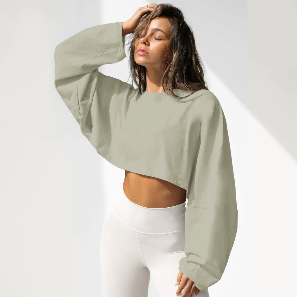 Damen lässiger Crop-Pullover