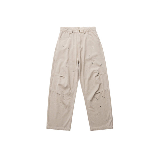 Herren Weite Relaxed-Fit Denim-Hose mit Paint‑Splatter, Knieabnähern und hoher Taille Shop Nory