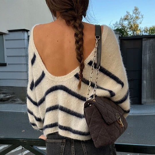Damen nan oversized Mohair-Strickpullover mit weitem Carmen-Boat-Ausschnitt und flauschiger Struktur Shop Nory