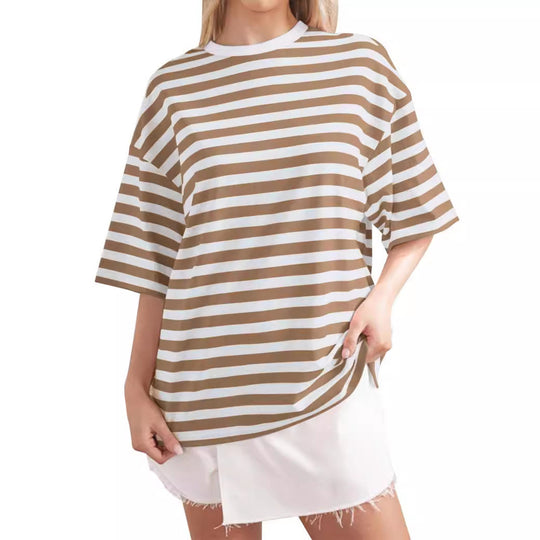 Damen Lässiges Oversized T-Shirt mit gestreiftem Muster