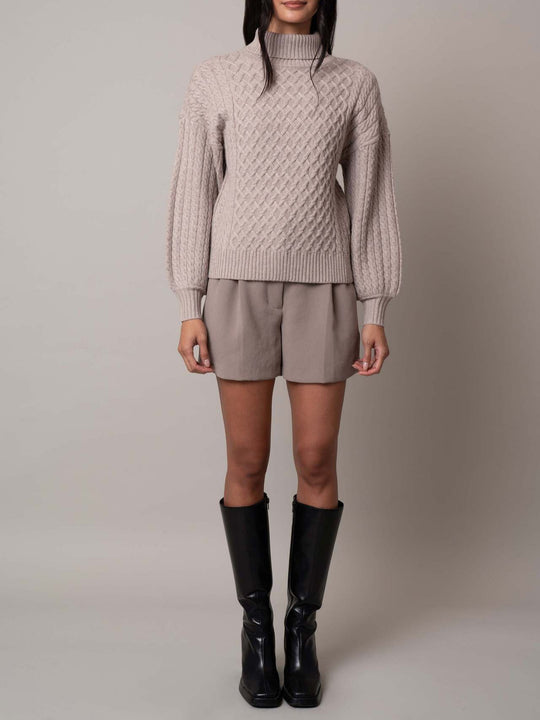 Damen Modischer Strickpullover mit hohen Kragen