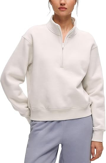 Damen Oversize-Sweatshirt mit halbem Reißverschluss, Stehkragen und Rippbündchen Shop Nory