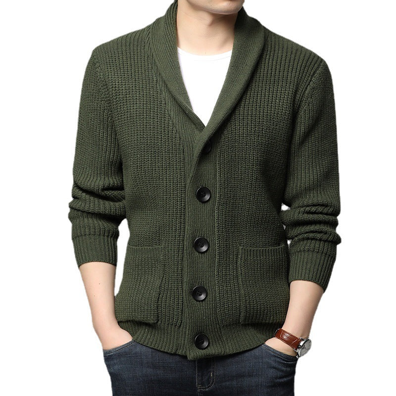 Herren Grobstrick-Cardigan mit Schalkragen, aufgesetzten Taschen und Knopfleiste Shop Nory