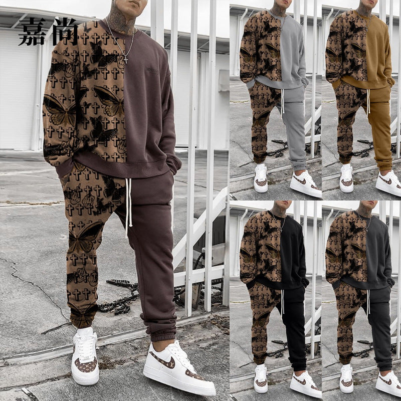 Herren Weit geschnittenes Freizeit-Set aus Baumwollfleece mit grafischem Frontprint und Kordel-Jogger Shop Nory
