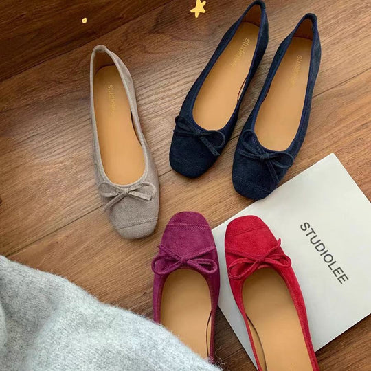 Damen Ballerinas mit runder Spitze und verspieltem Schleifendetail