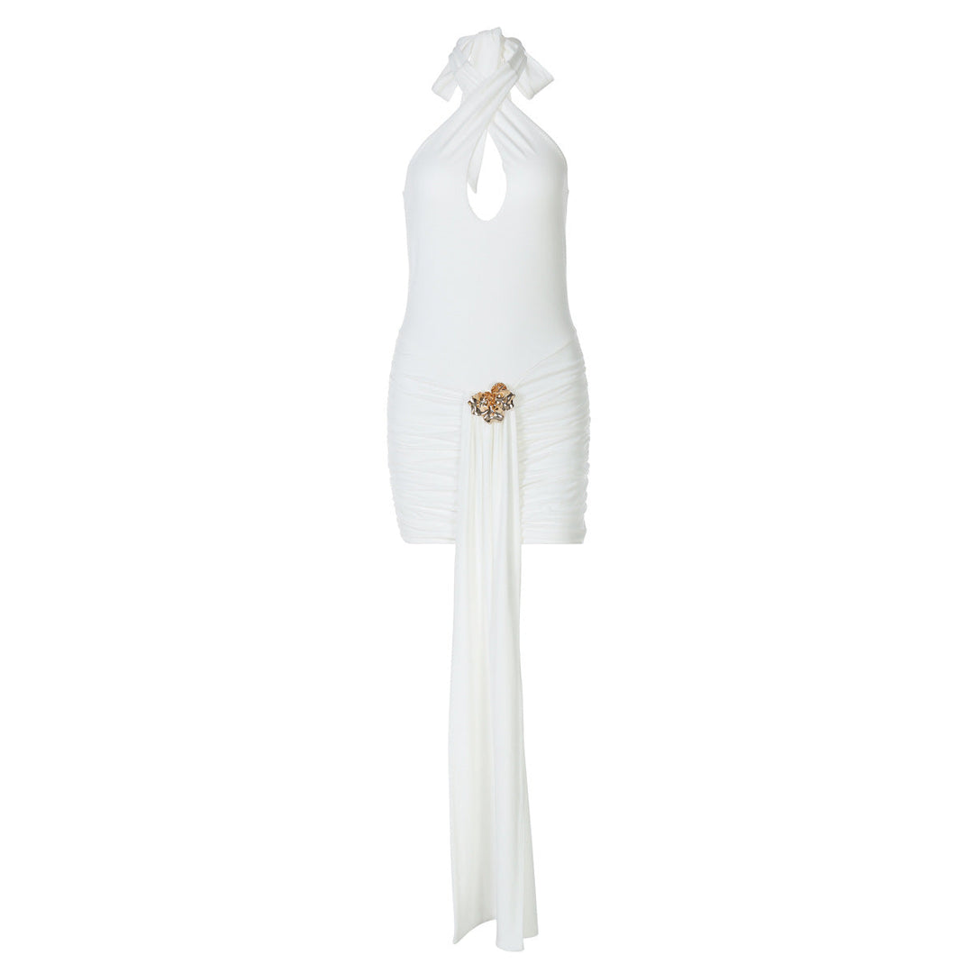 Damen Charmantes Minikleid mit Drapierung und tiefem Ausschnitt