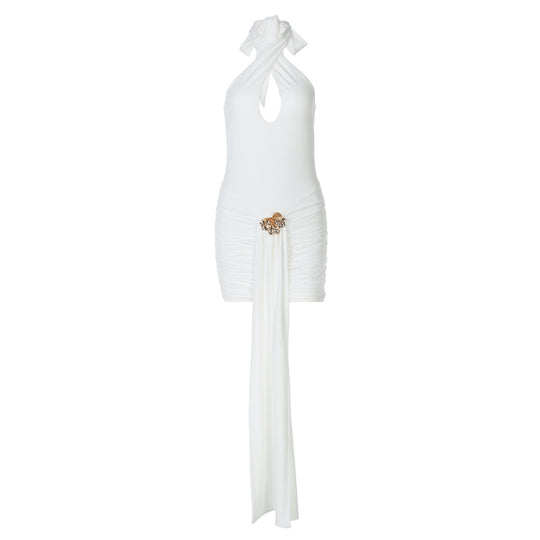 Damen Charmantes Minikleid mit Drapierung und tiefem Ausschnitt
