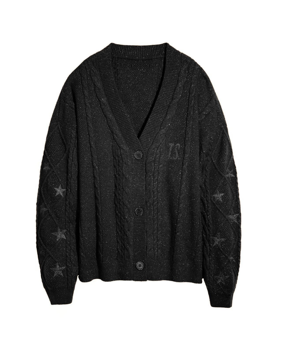 Damen Strickcardigan mit Zopfstrick, Stern‑Stickerei und Glanzfäden Shop Nory
