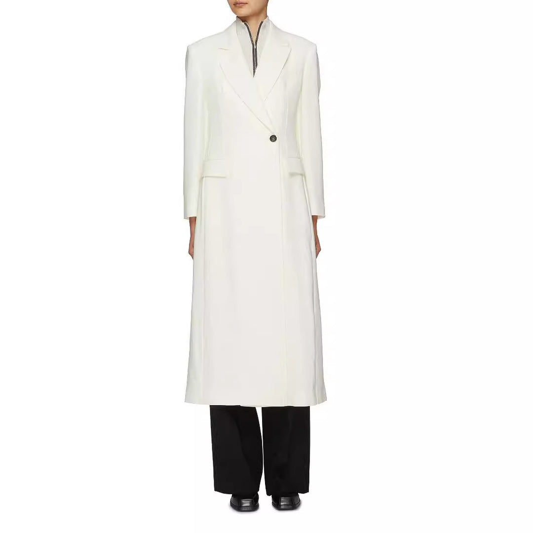 Damen Bodenlanger Schnittblazer-Mantel mit strukturierter Tailoring‑Silhouette Shop Nory