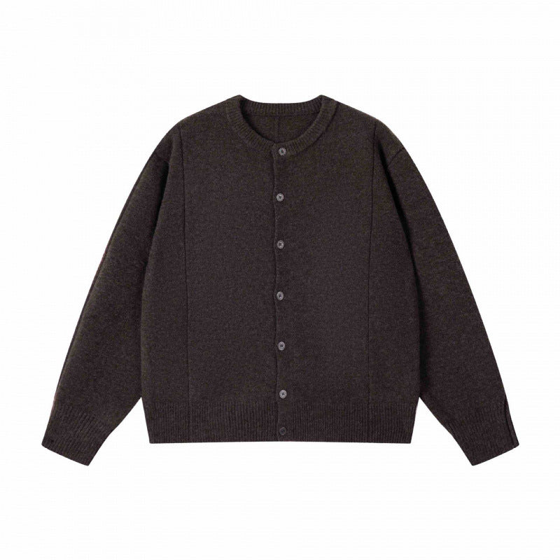 Unisex Boxiger Feinstrick-Cardigan mit Rundhals und durchgehender Knopfleiste Shop Nory