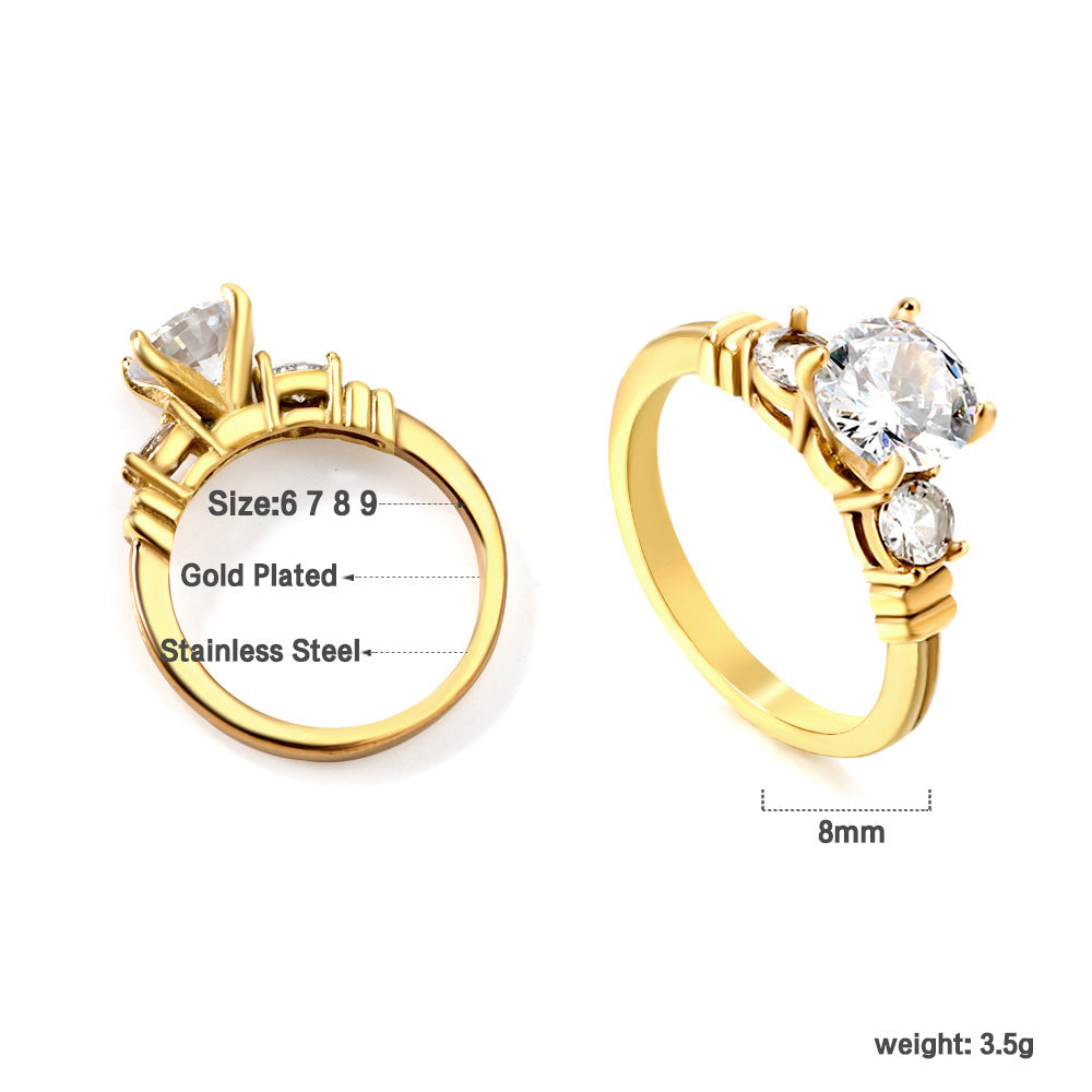 Damen Ring mit brillantem Zirkonia und eleganter Edelstahlfassung Shop Nory