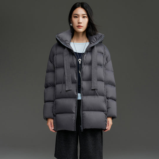 Damen Boxy-Steppjacke mit übergroßem Thermokragen und dekorativen Kordel-Details Shop Nory