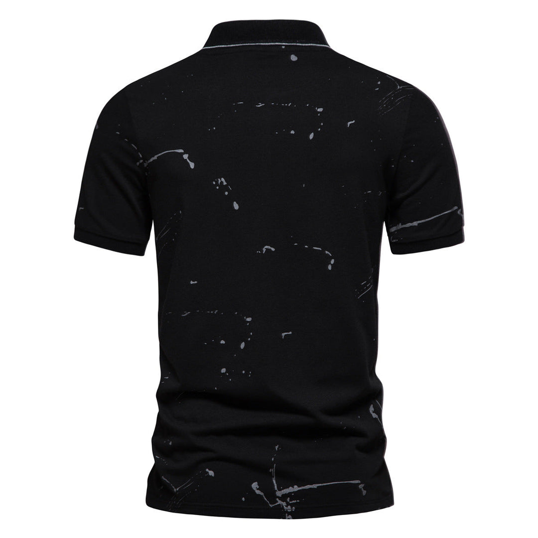 Herren Poloshirt mit kreativen Spritzdruck und hochwertiger Baumwolle