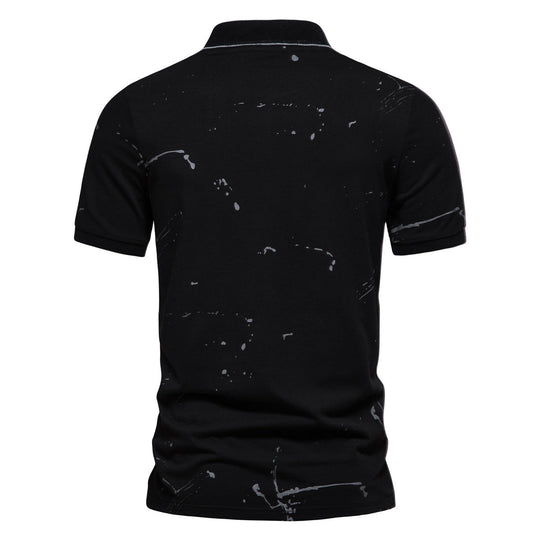 Herren Poloshirt mit kreativen Spritzdruck und hochwertiger Baumwolle