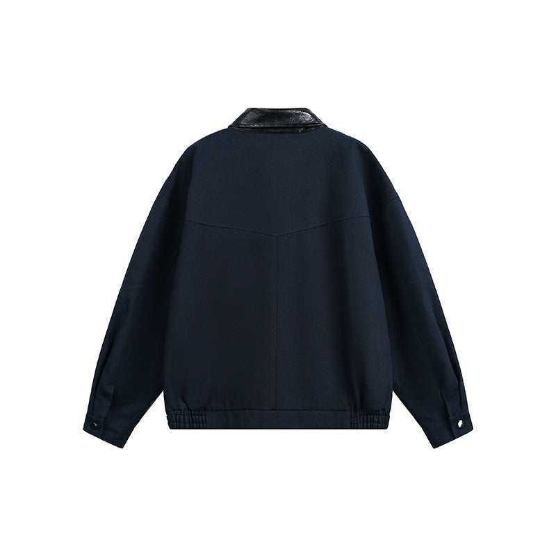 Herren Oversize Harrington-Jacke mit Kunstlederkragen, aufgesetzten Klappentaschen und elastischem Saum Shop Nory