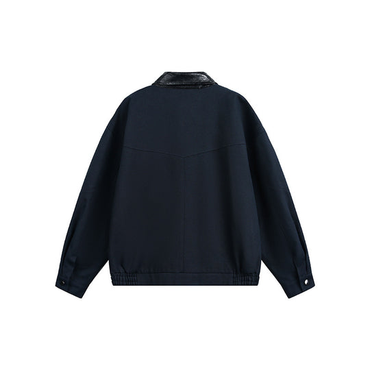 Herren Oversize Harrington-Jacke mit Kunstlederkragen, aufgesetzten Klappentaschen und elastischem Saum Shop Nory