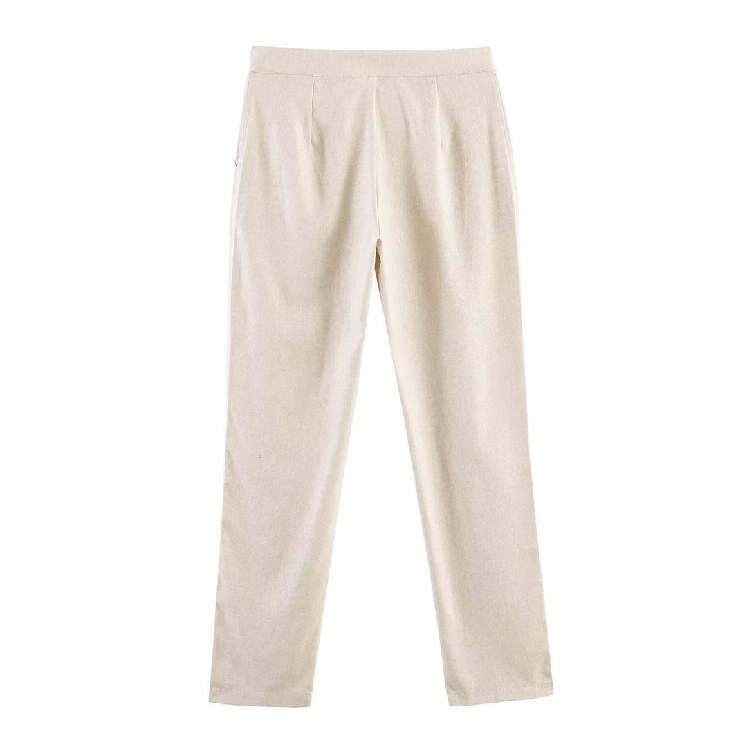Damen Schlanke gerade Stoffhose mit verdecktem Reißverschluss und Eingrifftaschen Shop Nory