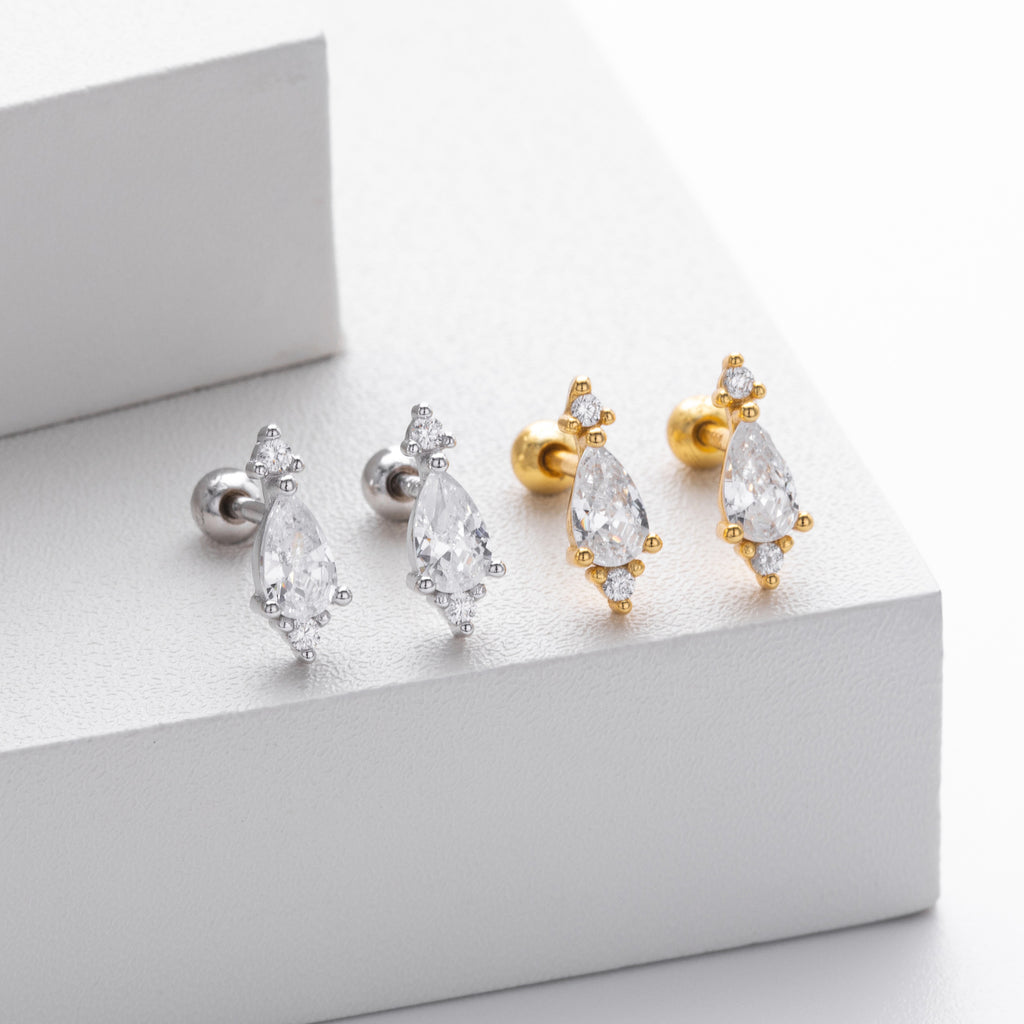 Damen Ohrstecker mit luxuriösem Tropfen-Design aus 925 Sterling Silber und funkelnden Zirkonsteinen Shop Nory