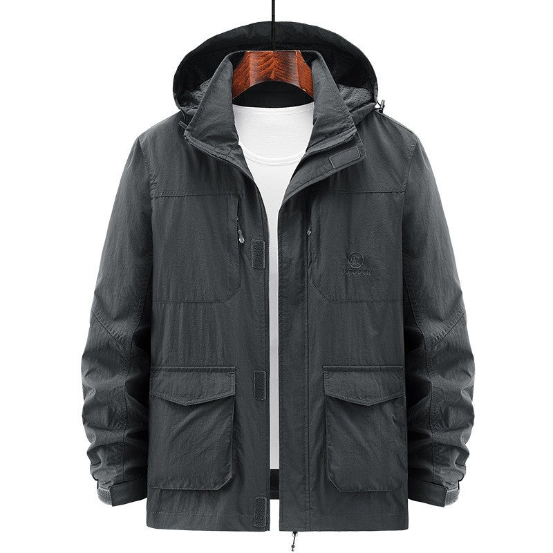 Herren Leichte Utility-Jacke mit Kapuze Shop Nory