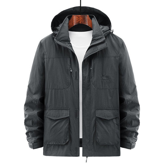Herren Leichte Utility-Jacke mit Kapuze Shop Nory