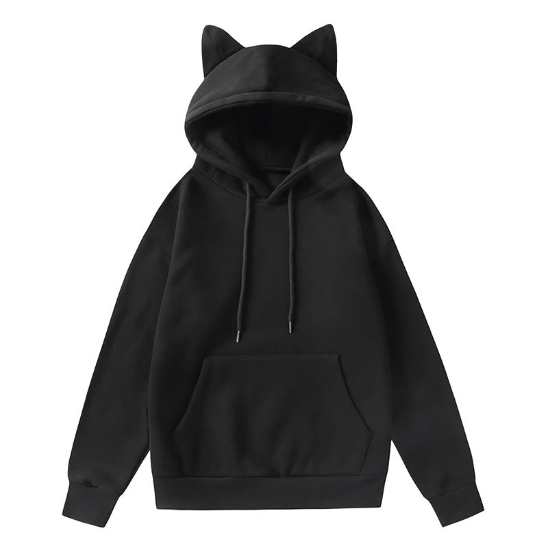 Damen Kapuzenpullover mit Katzenohren und weichem Innenfutter