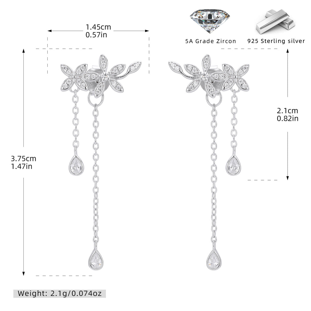 Damen Ohrhänger mit floralem Design und funkelnden Zirkonanhängern Shop Nory