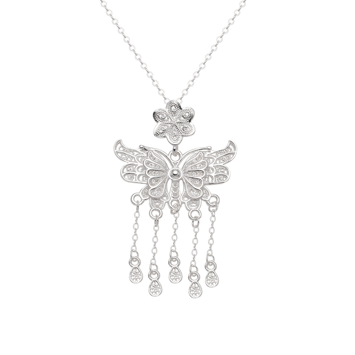 Damen Halskette mit filigranem Schmetterlingsanhänger und funkelnden Elementen Shop Nory