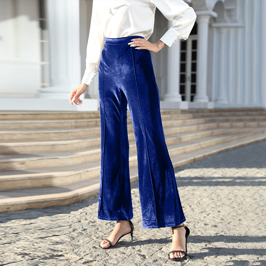 Damen Hochtaillierte Samtweite Hosen Shop Nory