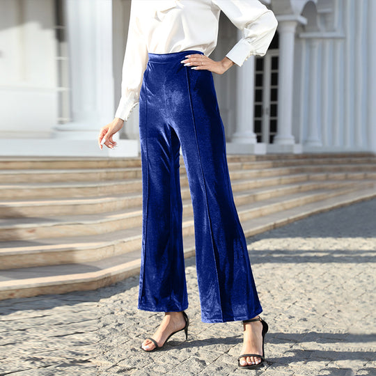 Damen Hochtaillierte Samtweite Hosen Shop Nory