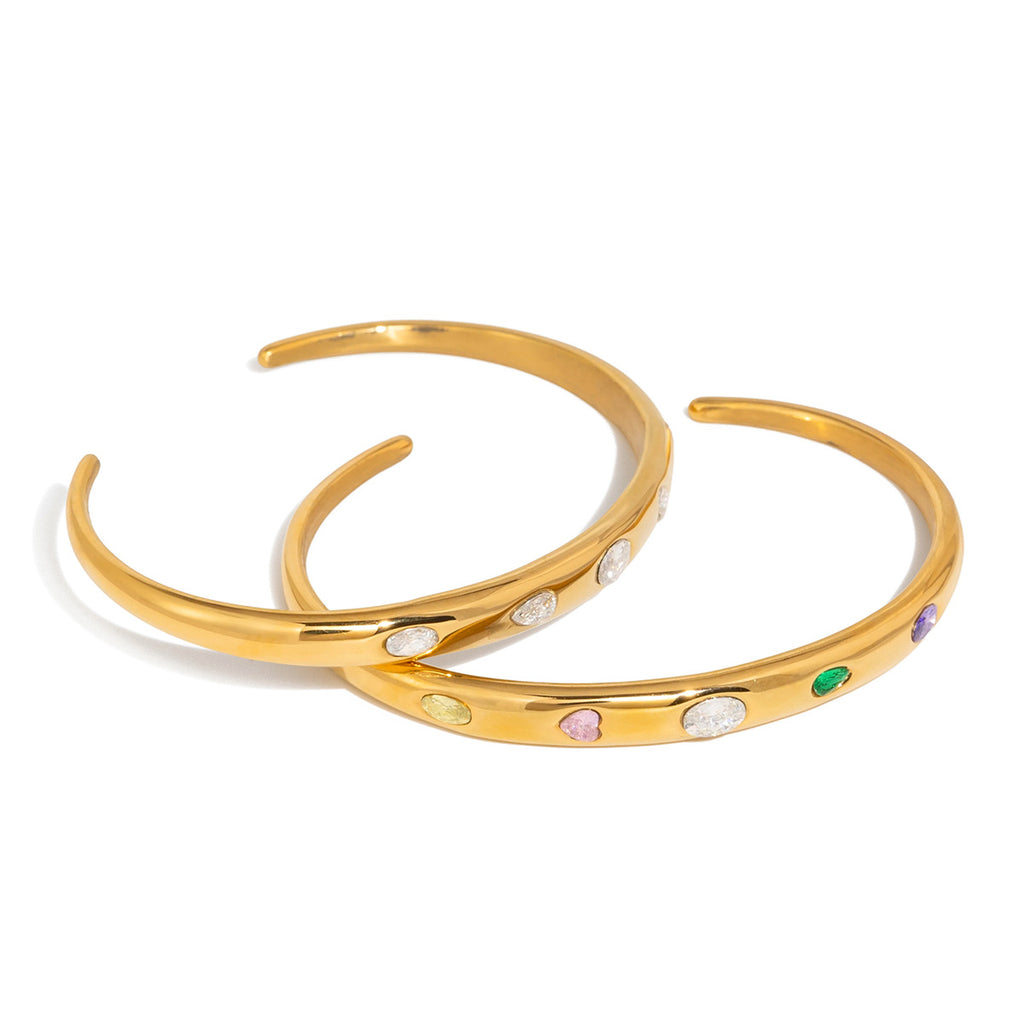 Damen Offenes Armband mit bunten Zirkonia aus hypoallergenem Edelstahl Shop Nory