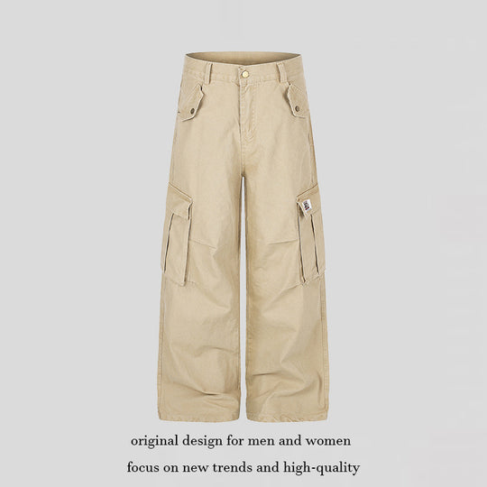 Damen Weite High‑Waist Cargo‑Hose mit großen Klappentaschen und Utility‑Details Shop Nory