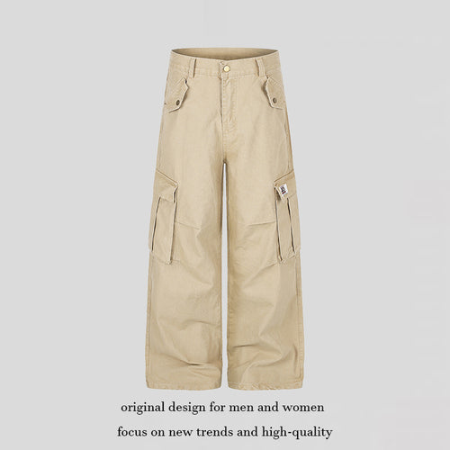 Damen Weite High‑Waist Cargo‑Hose mit großen Klappentaschen und Utility‑Details Shop Nory
