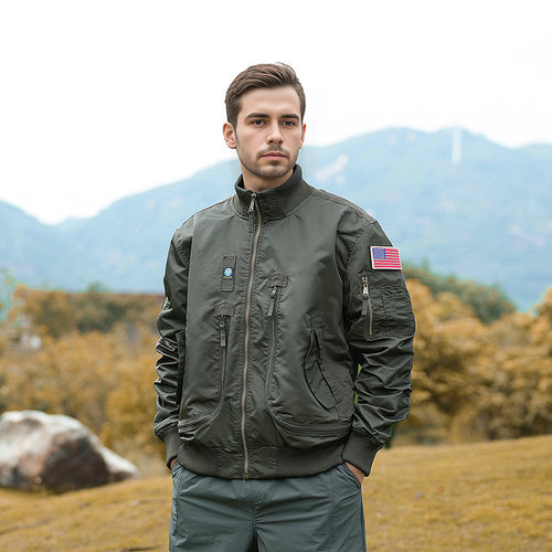 Herren Bomberjacke Pilotenstil leicht wattiert mit Zwei‑Wege‑Reißverschluss und Ärmeltasche Shop Nory