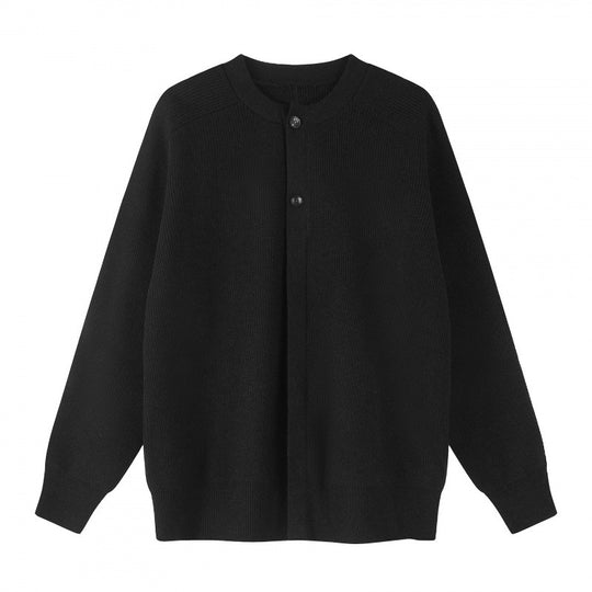 Unisex Boxiger Feinstrick-Cardigan mit Rundhals, Raglanärmeln und teilverdeckter Knopfleiste Shop Nory