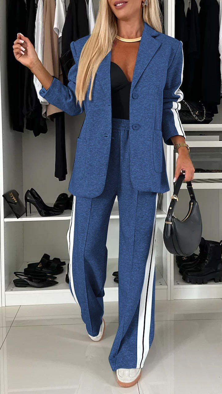 Damen Sportlich-elegantes Jersey-Tailoring-Set mit Longblazer und weitem Trackpant Shop Nory