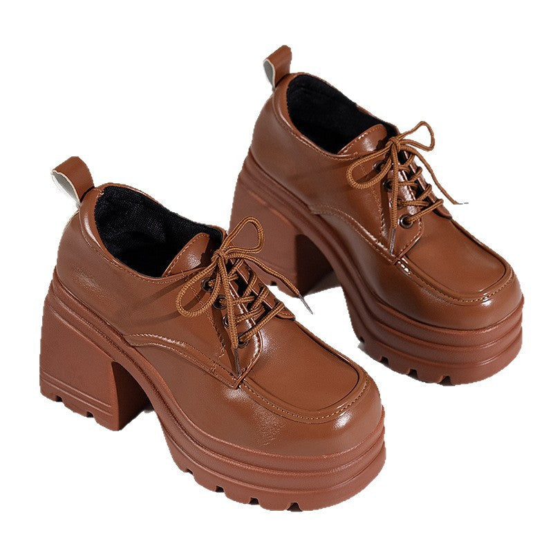 Damen Stiefeletten mit hohem Plateau und Schnürung